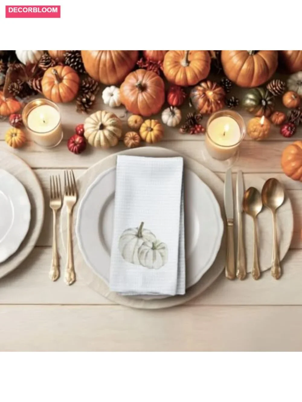 Fall Pumpkin Kitchen Towels Absorbent Polyester 16x24in Farmhouse Decor